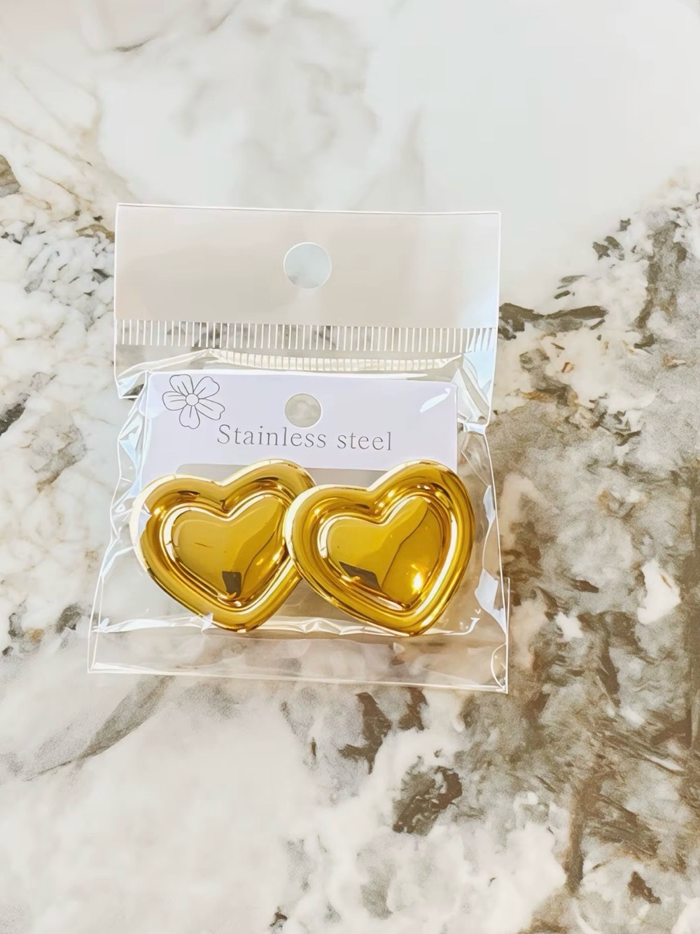 Gold Heart Stainless Steel Earrings - Women Accessories